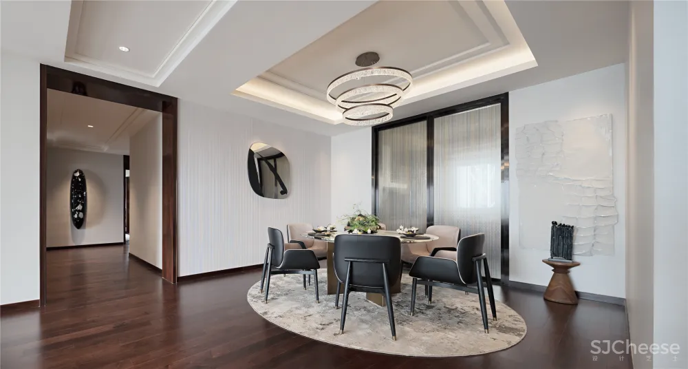 深圳中心·天元 383㎡ 平层公寓样板房,大尺度格局比别墅还大气