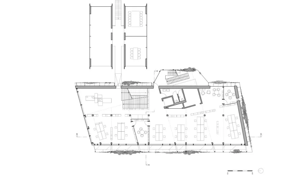 斯诺赫塔设计的木结构办公楼,用景观包裹外墙,环保的材料都是可回收的