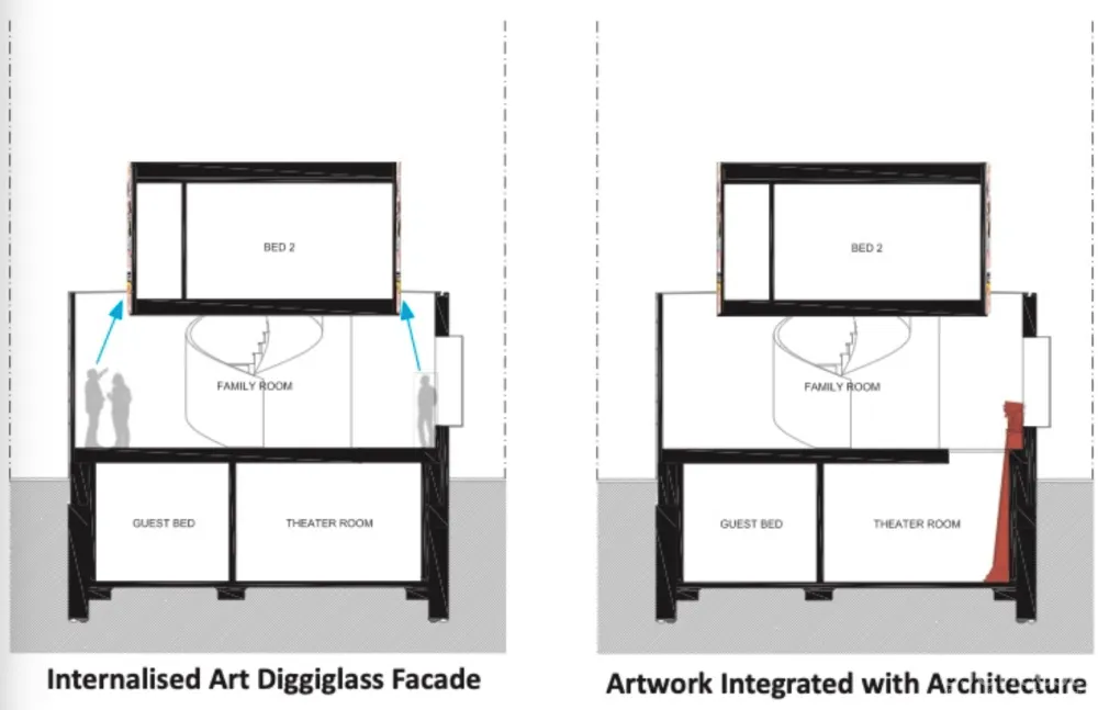 550㎡艺术别墅,在外墙的定制玻璃上画画,室内简直是一个小型美术馆!