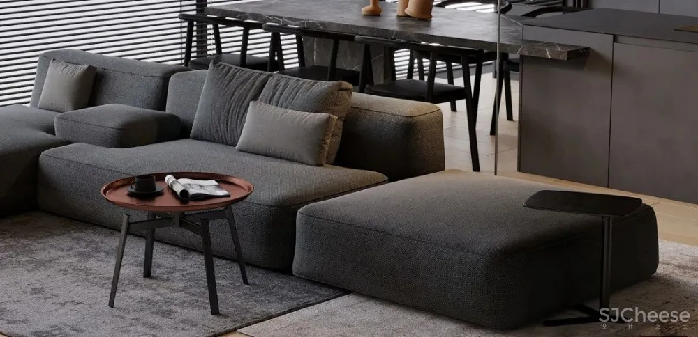 高级黑一室户,卧室用玻璃隔断,空间更通透