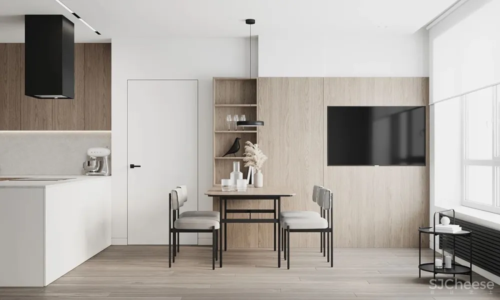 80㎡ 的极简公寓,原木与大白墙构成的舒适空间