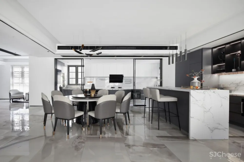 设计师丁捷:270㎡现代极简大宅,繁华之中的静谧空间