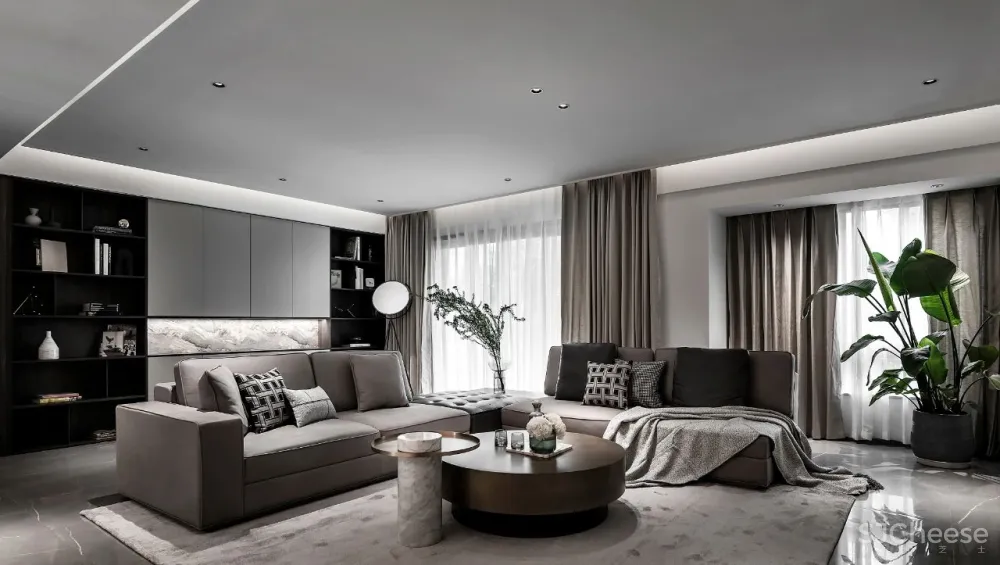 300㎡现代风大宅,下沉式庭院太棒了!