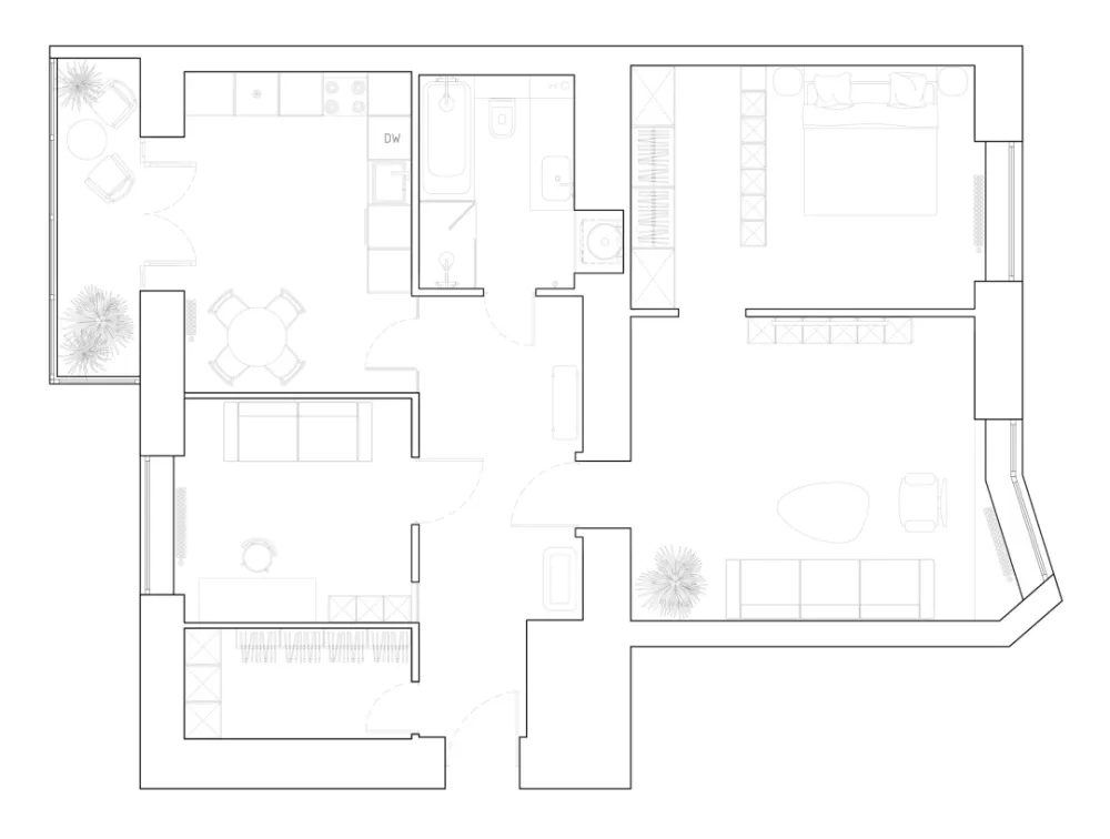 90㎡小资一居室,细节处挥洒时尚气息!