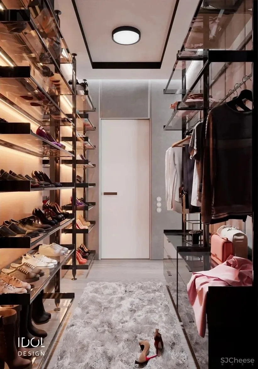 122m²轻奢私宅,红与黑,竞芳菲