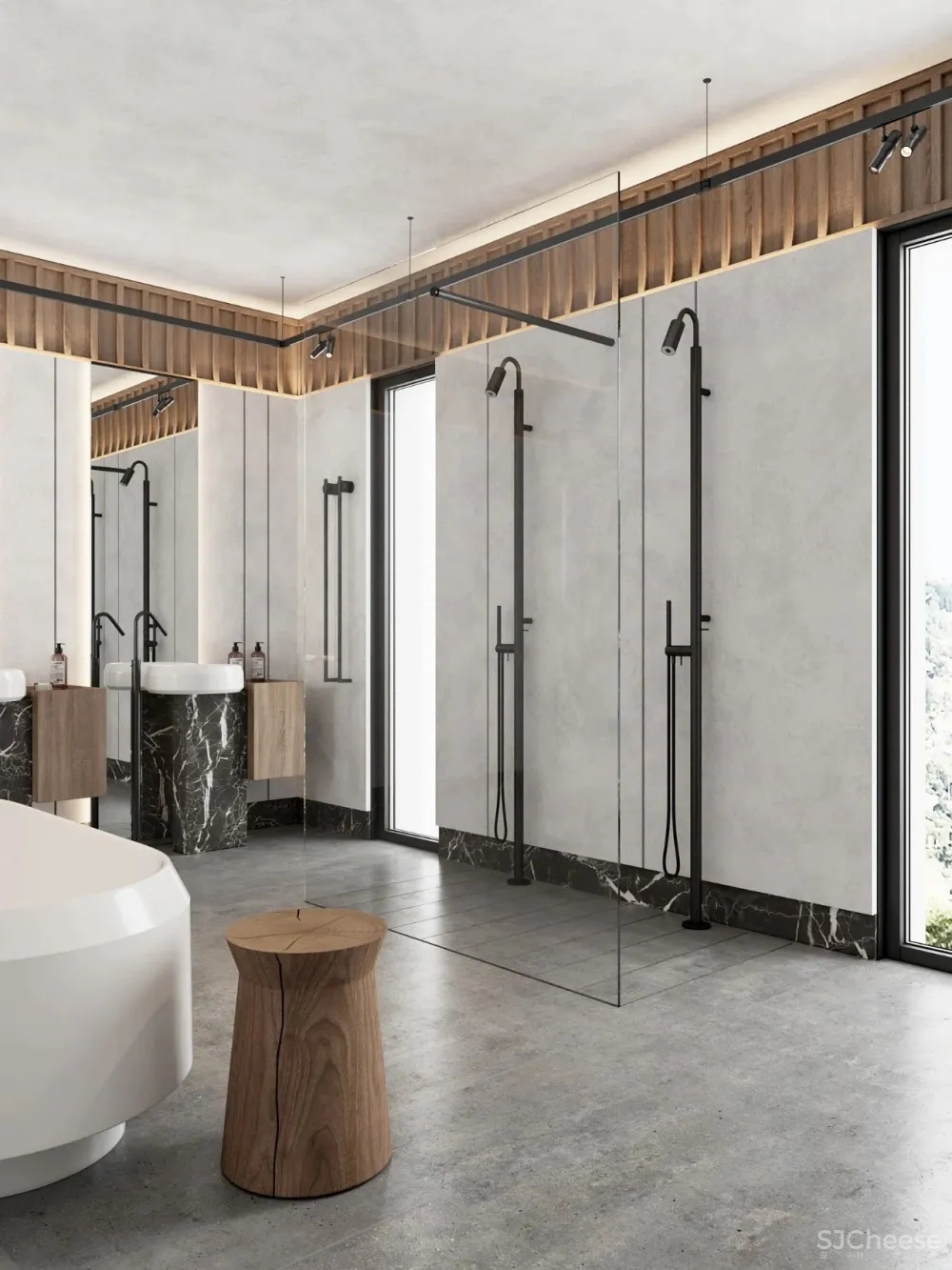 灰白色 原木,宁静简练的舒适感!