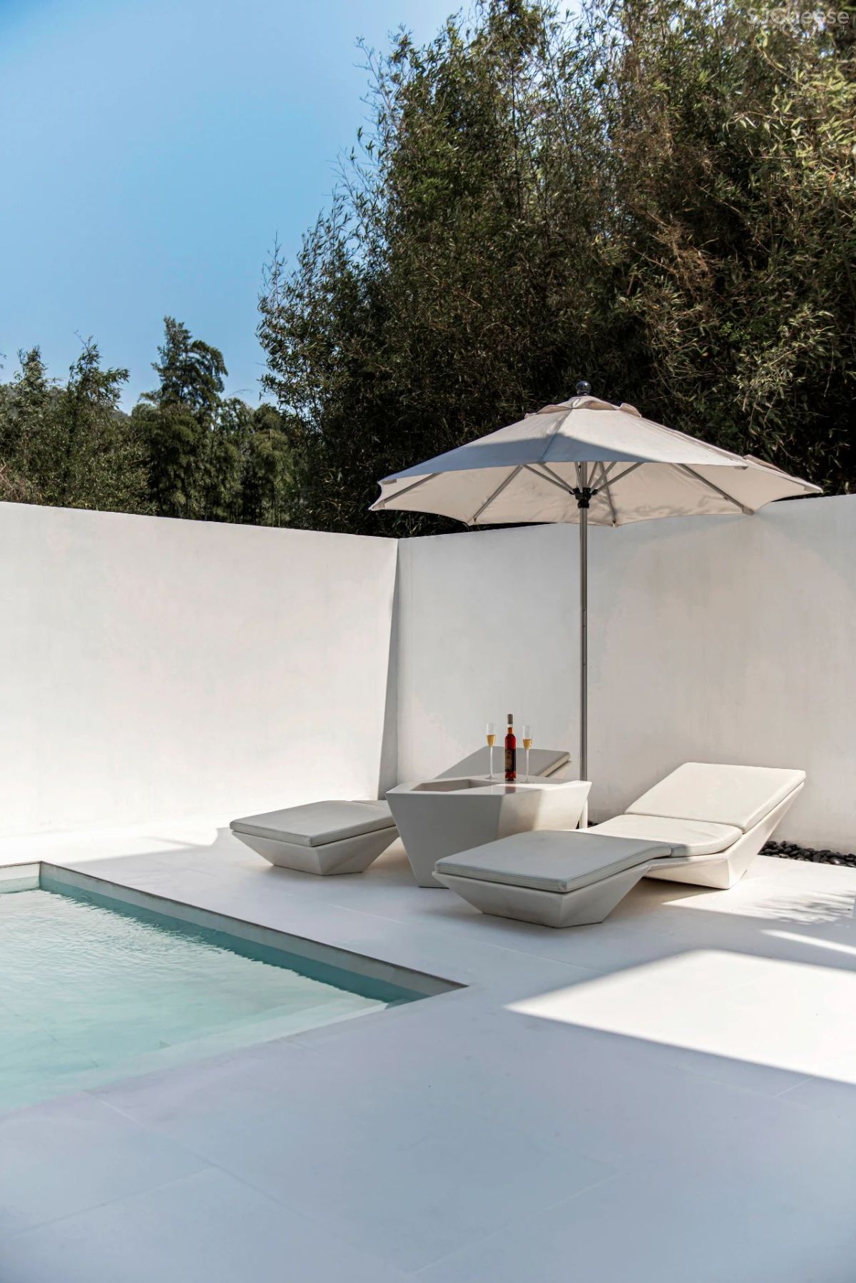 竹海里的极简酒店,美。