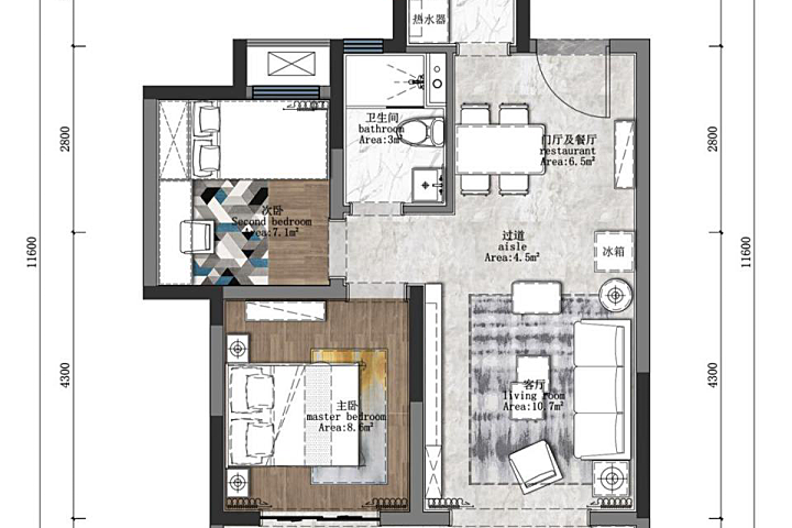 57㎡现代简约,温馨优雅的质感,让小户型也档次自然