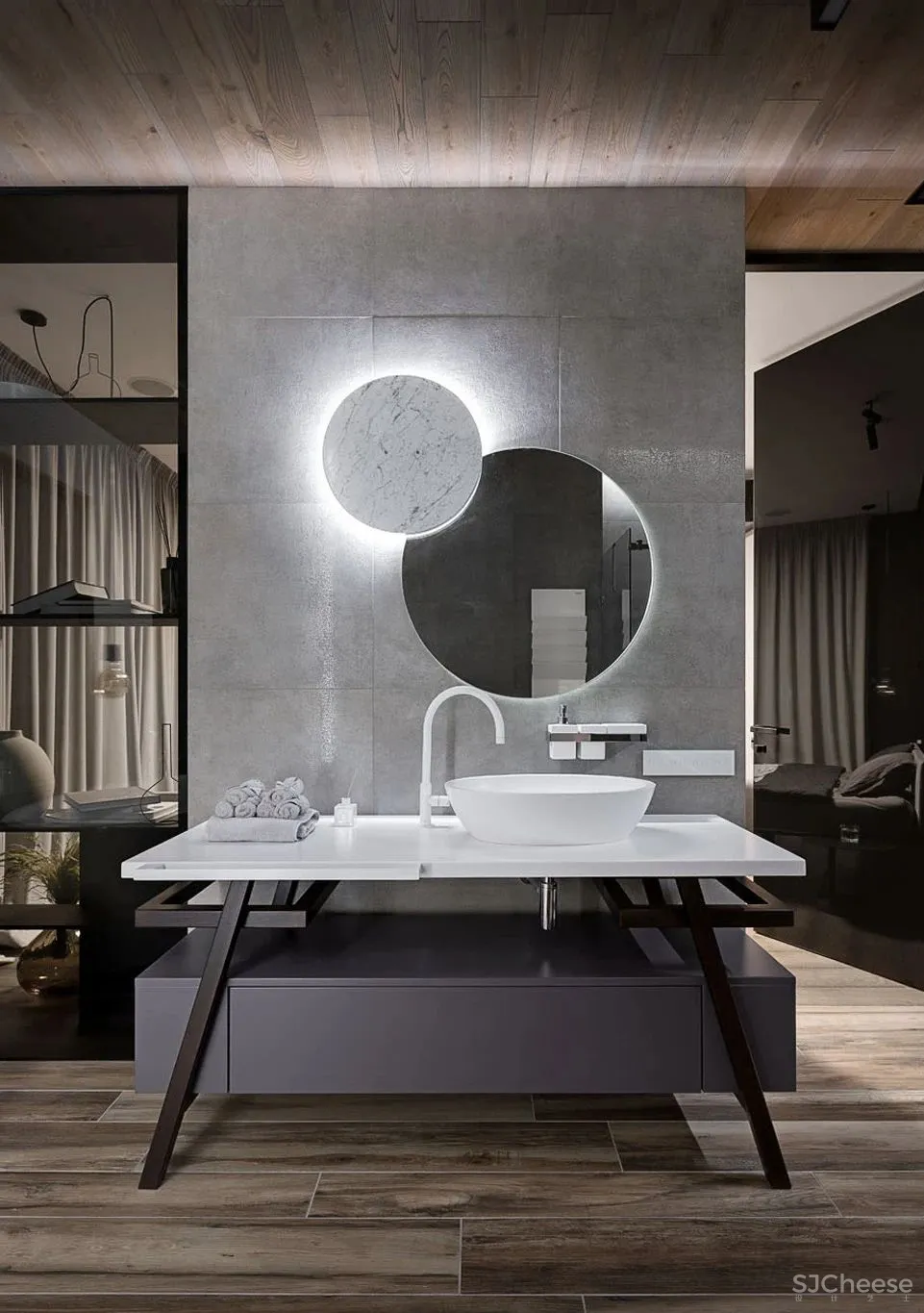 310㎡水泥灰 原木,质朴舒适!