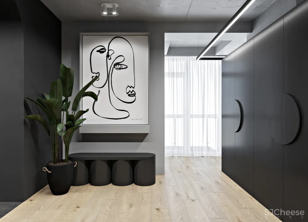 102㎡ 高级黑,墙面这么拼房间更显高