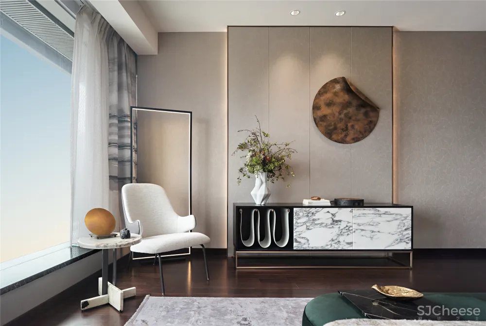 深圳中心·天元 383㎡ 平层公寓样板房,大尺度格局比别墅还大气