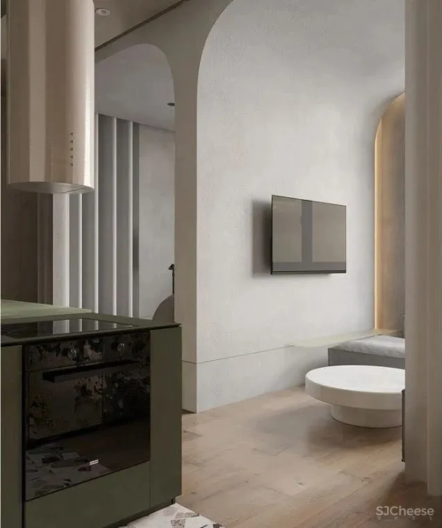 一室户小公寓,用色彩与材料搭配出时髦感!