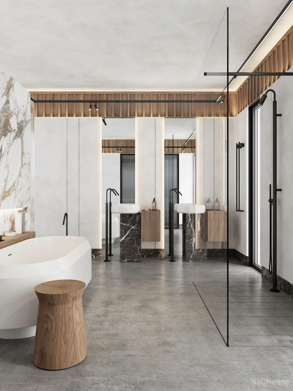 灰白色 原木,宁静简练的舒适感!