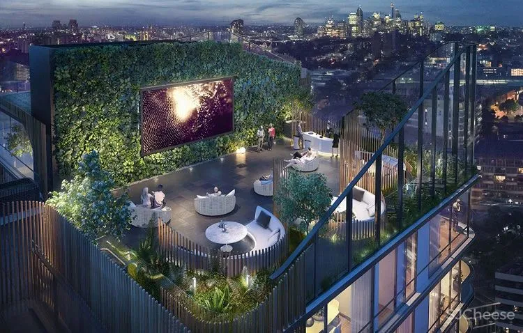 大尺度22米高人工瀑布 顶层无边泳池 生态豪宅新玩法