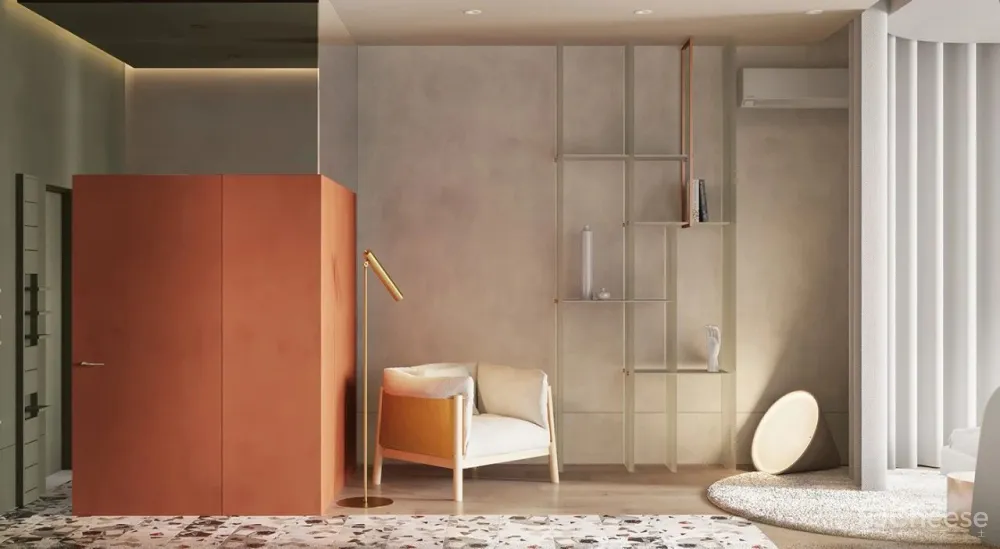 一室户小公寓,用色彩与材料搭配出时髦感!