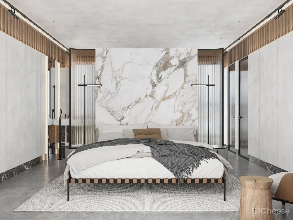 灰白色 原木,宁静简练的舒适感!