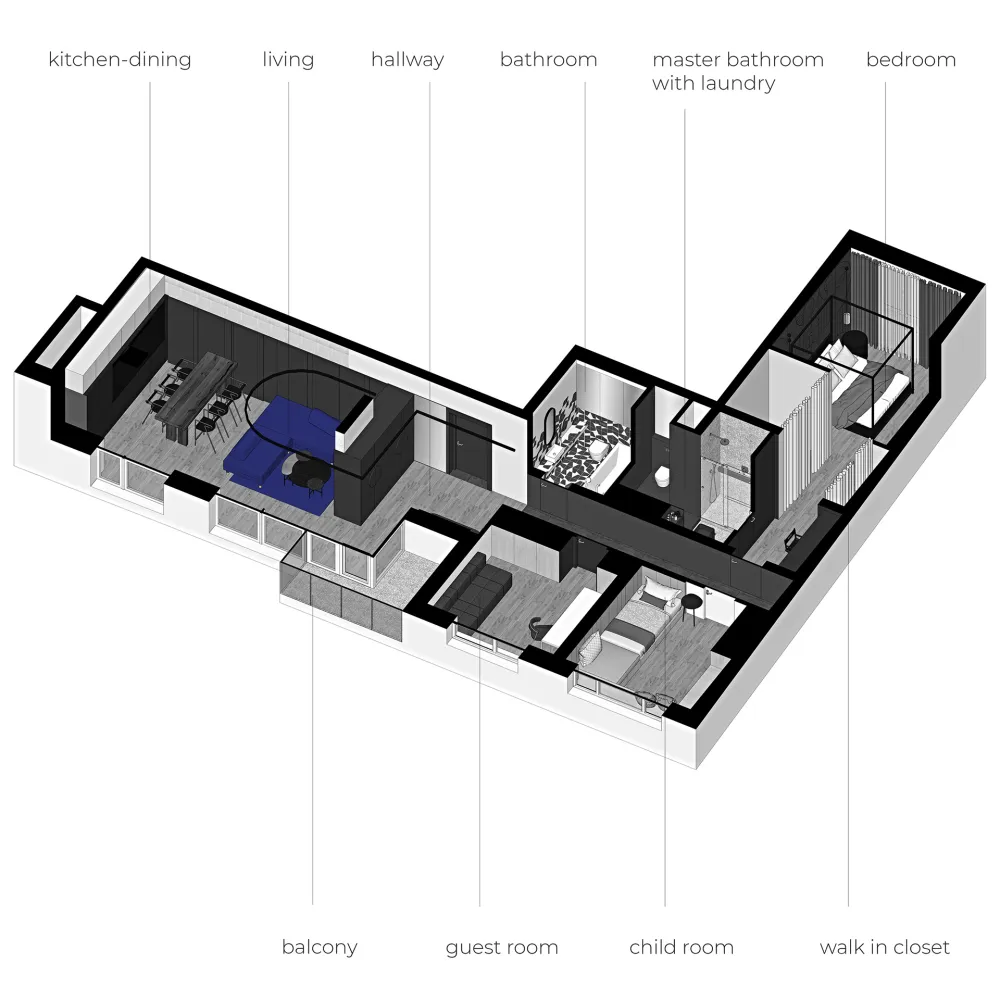 102㎡ 高级黑,墙面这么拼房间更显高