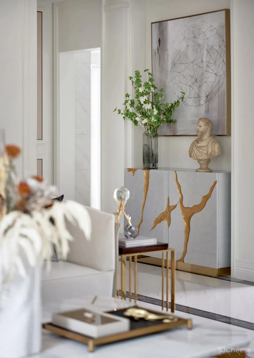 中性色作为空间主色调，搭配以暖温度的姜黄！