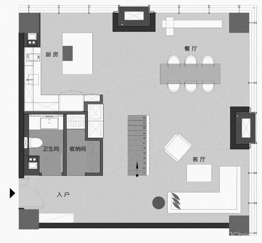 ADF后象设计 武汉「国采公寓T2」三套LOFT现代公寓