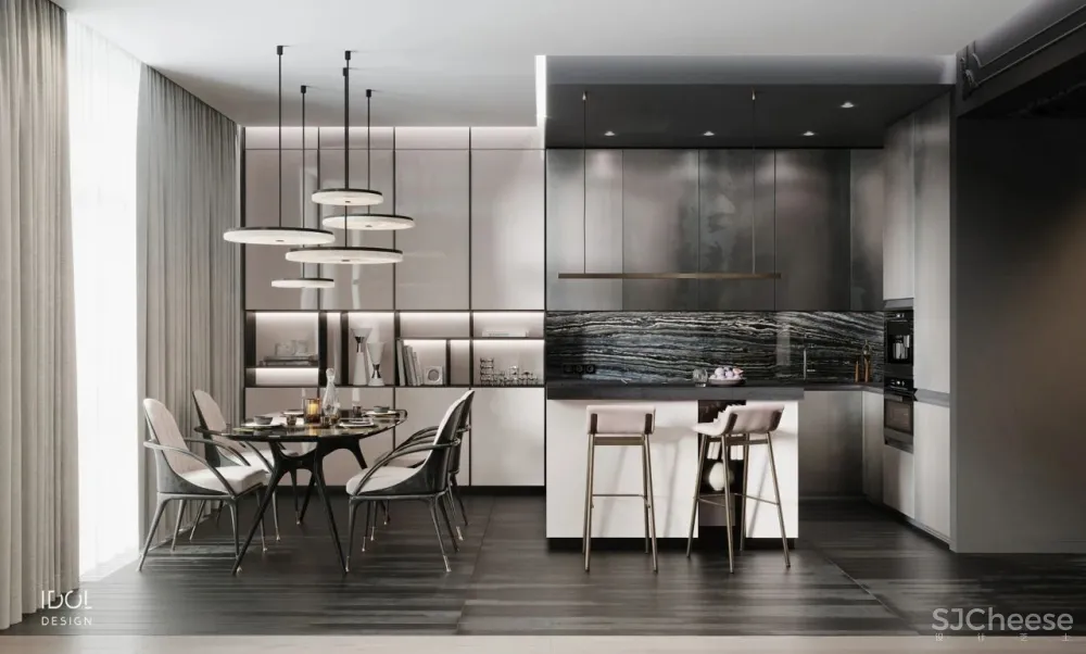 122m²轻奢私宅,红与黑,竞芳菲