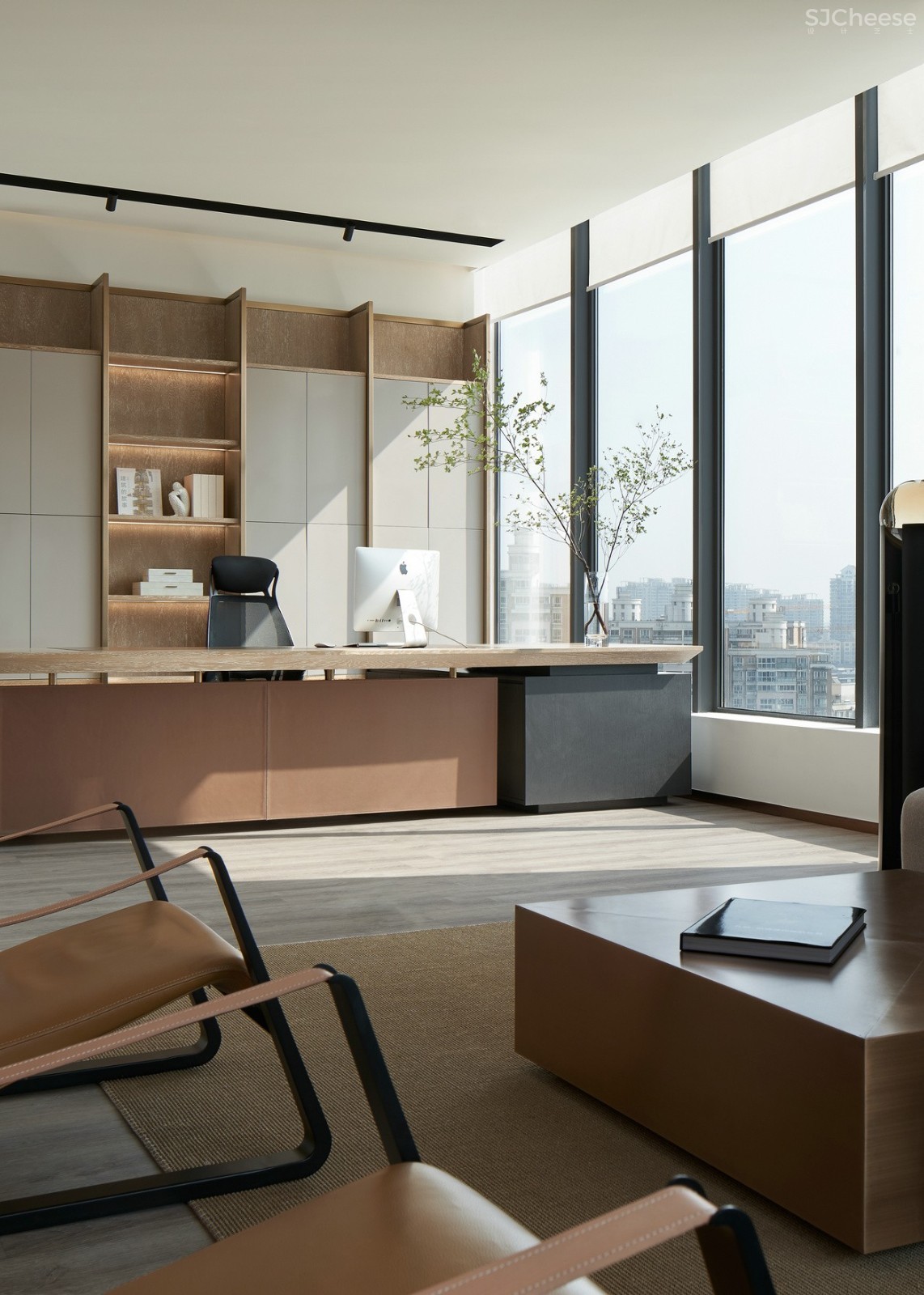 抽象与具象中和 西方的简练与东方的自然气质交织 除了自然元素与材料 空间没有过多的装饰