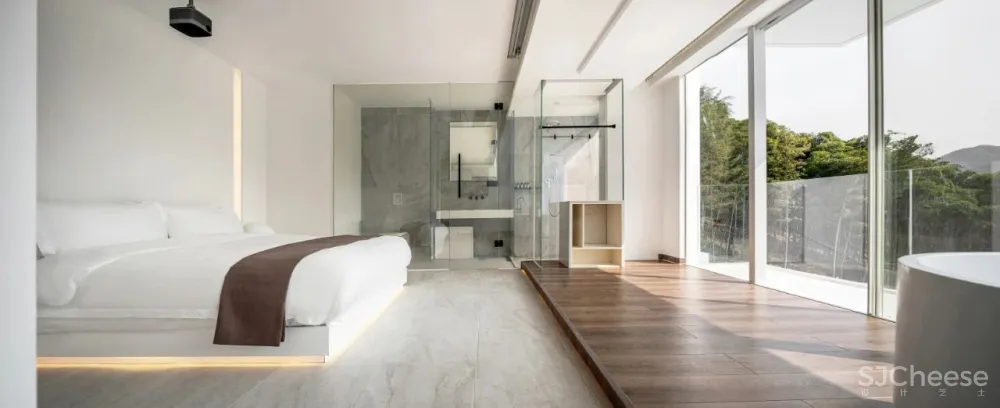 竹海里的极简酒店,美。