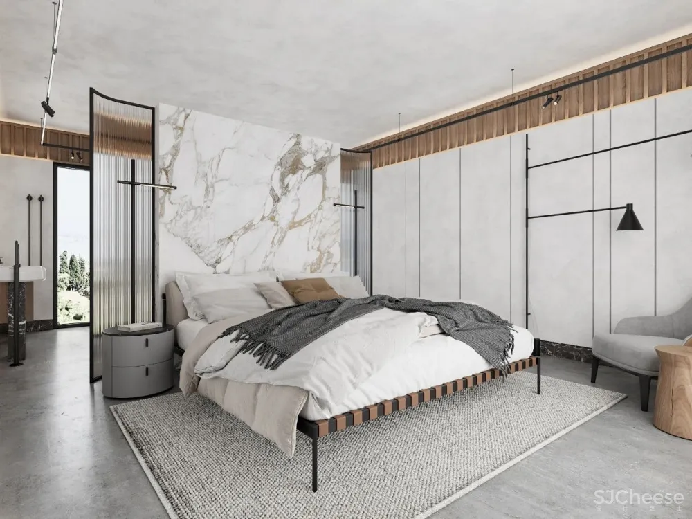 灰白色 原木,宁静简练的舒适感!