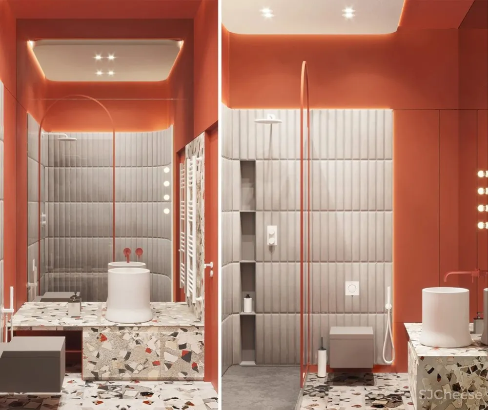 一室户小公寓,用色彩与材料搭配出时髦感!