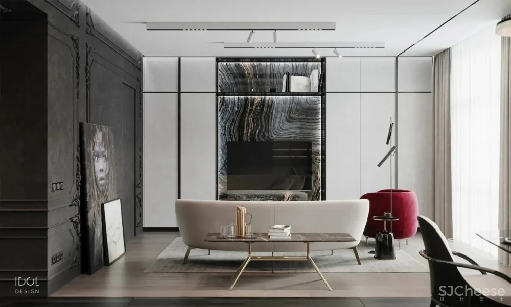 122m²轻奢私宅,红与黑,竞芳菲