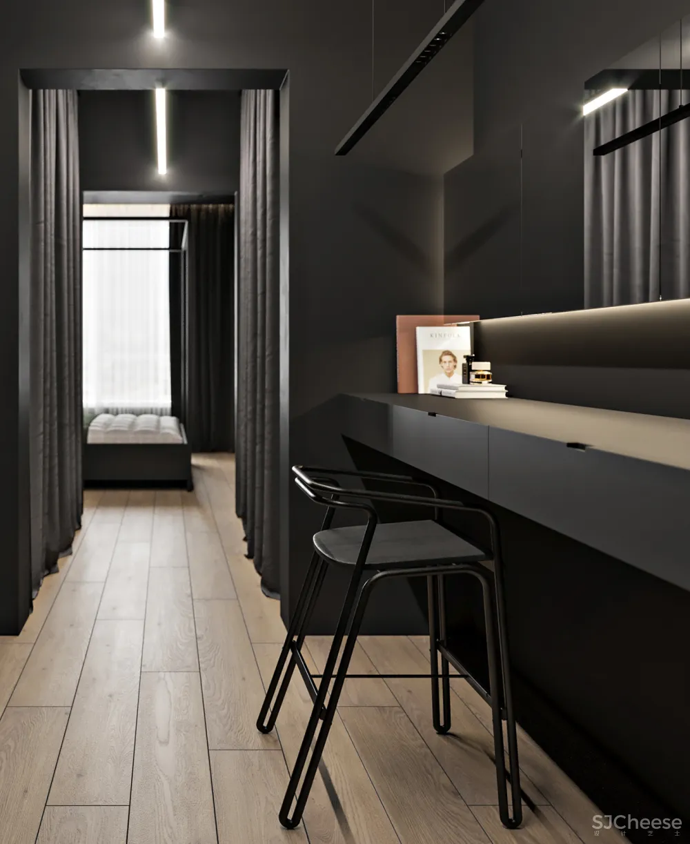 102㎡ 高级黑,墙面这么拼房间更显高