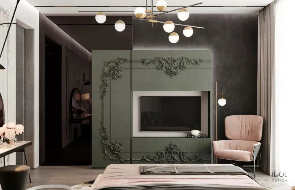 122m²轻奢私宅,红与黑,竞芳菲