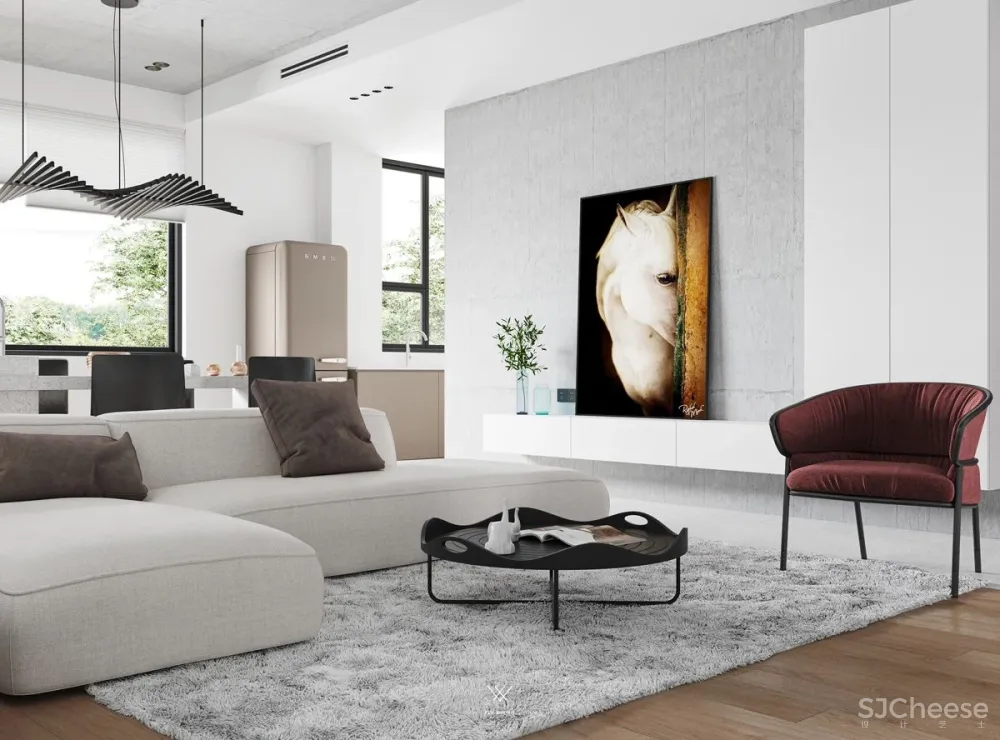 100㎡现代极简,两套相邻小公寓,合并装一起,打造慵懒的舒适