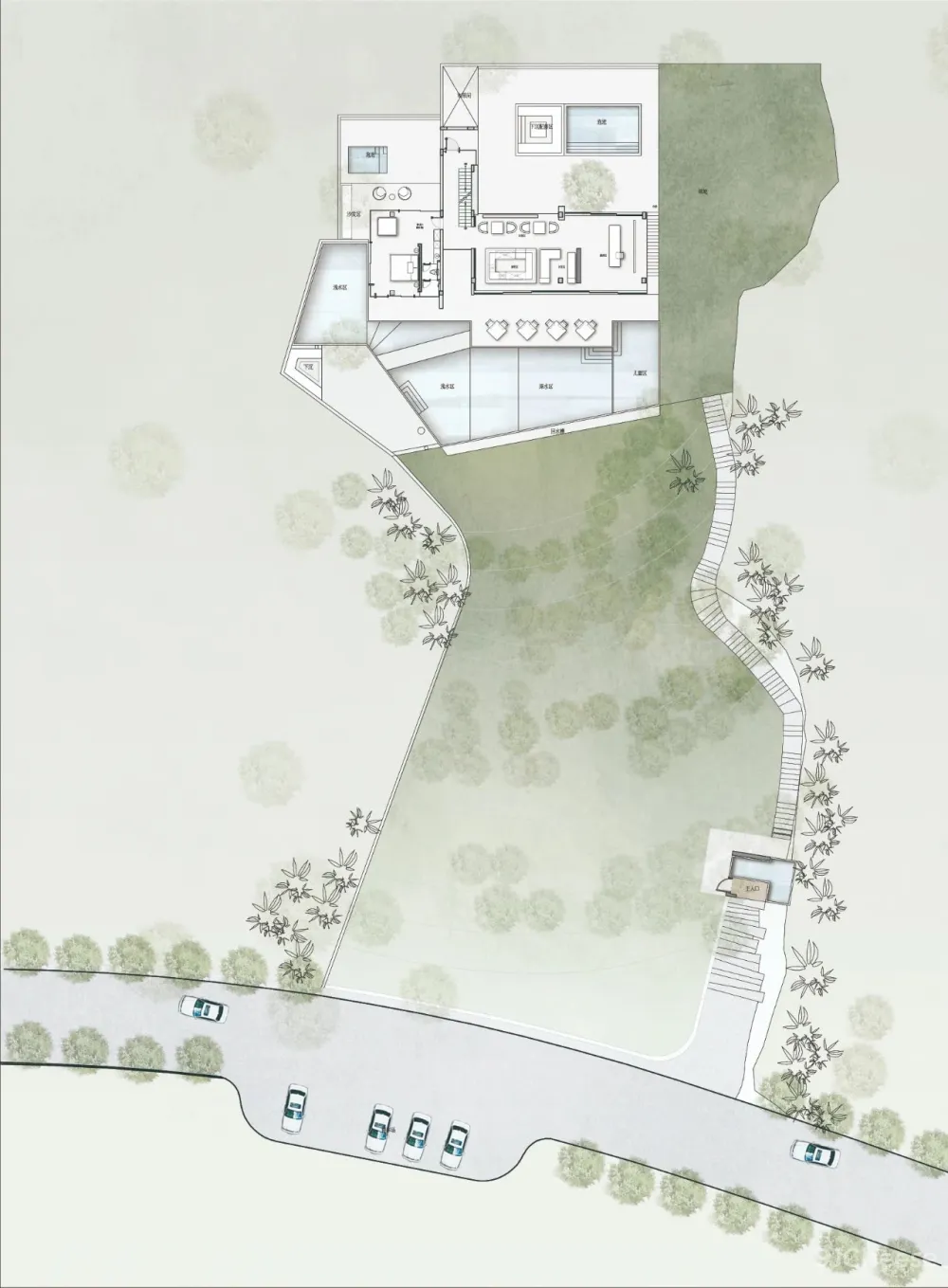 竹海里的极简酒店,美。