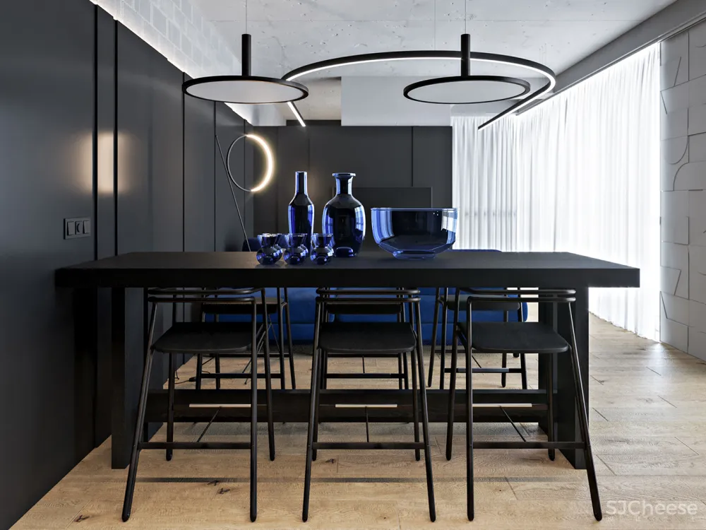 102㎡ 高级黑,墙面这么拼房间更显高