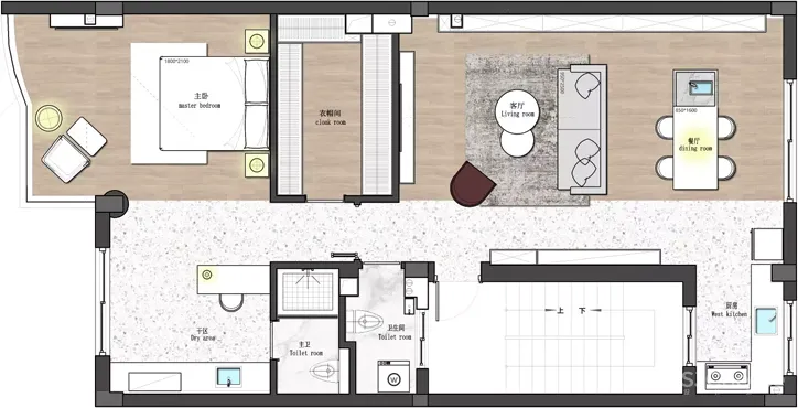 100㎡现代极简,两套相邻小公寓,合并装一起,打造慵懒的舒适