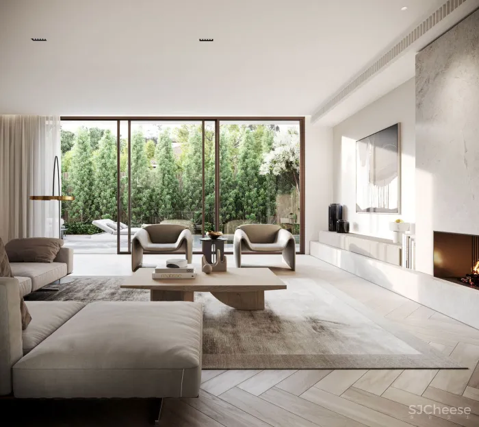 开放式布局的平层公寓,简约而不简单的材质细节