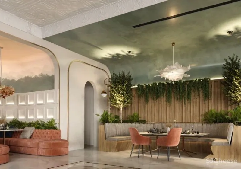 撞色餐厅唤醒疲惫味蕾