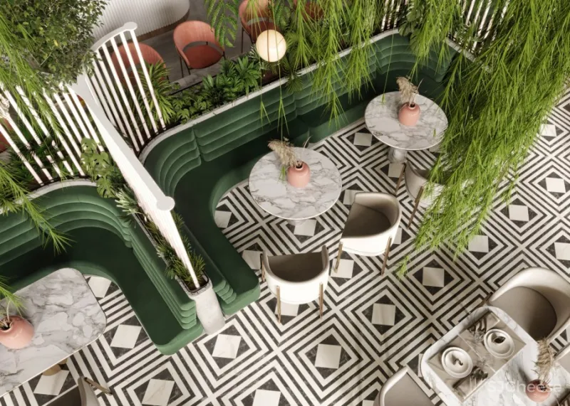 撞色餐厅唤醒疲惫味蕾