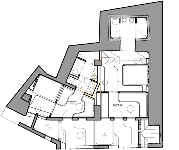 KLab decks out Santorini hotel in smooth curves