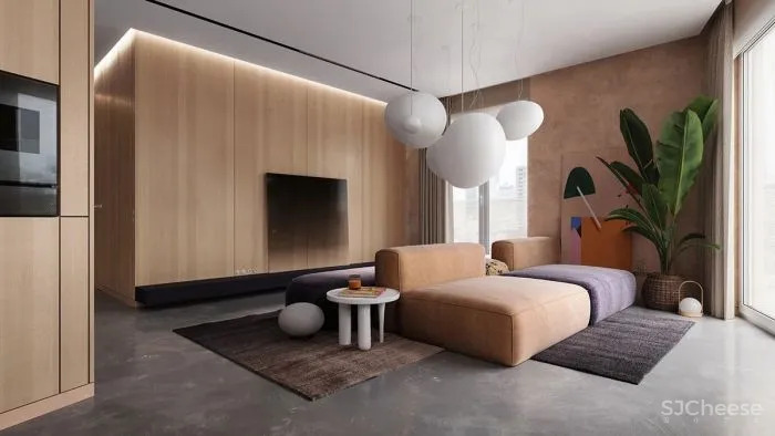 装修 灵感 88㎡米色系公寓，灯饰 彩色玻璃，高级感炸裂！！！