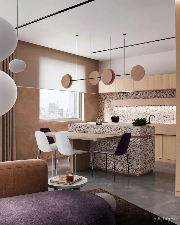 装修 灵感 88㎡米色系公寓，灯饰 彩色玻璃，高级感炸裂！！！