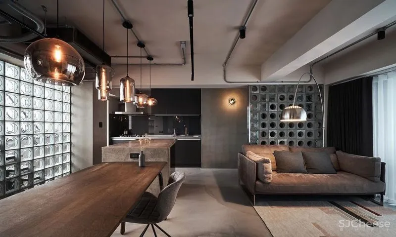 132㎡工业风Loft，玻璃材质、大中岛、独立衣帽间...打造职住一体的家！