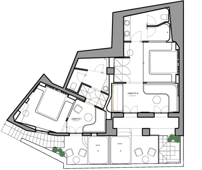 KLab decks out Santorini hotel in smooth curves