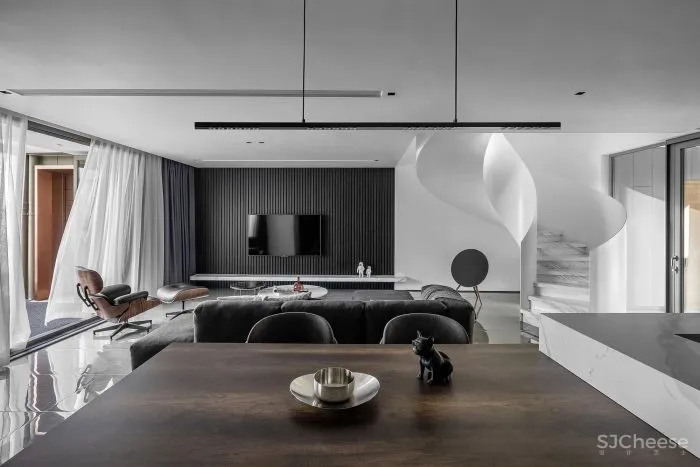 200㎡现代简约,时尚的弧形楼梯,舒适温馨的家,档次优雅!