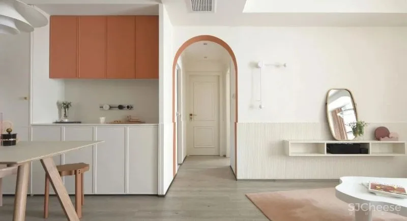 奶油白、仙橘粉、弧形窗……少女与猫的80㎡仙气小两居,美得过分了!