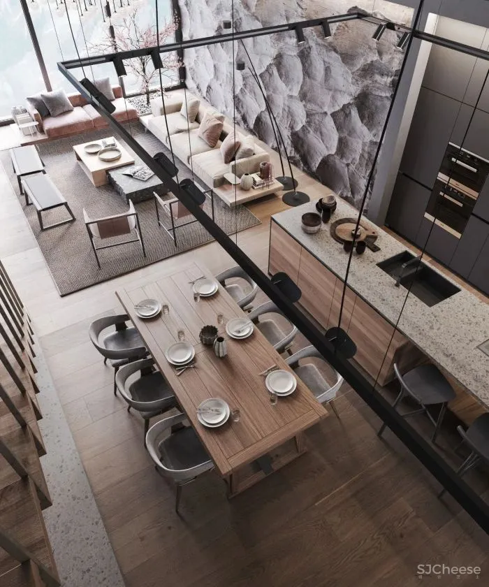 一整面毛石墙,粗犷更有格调