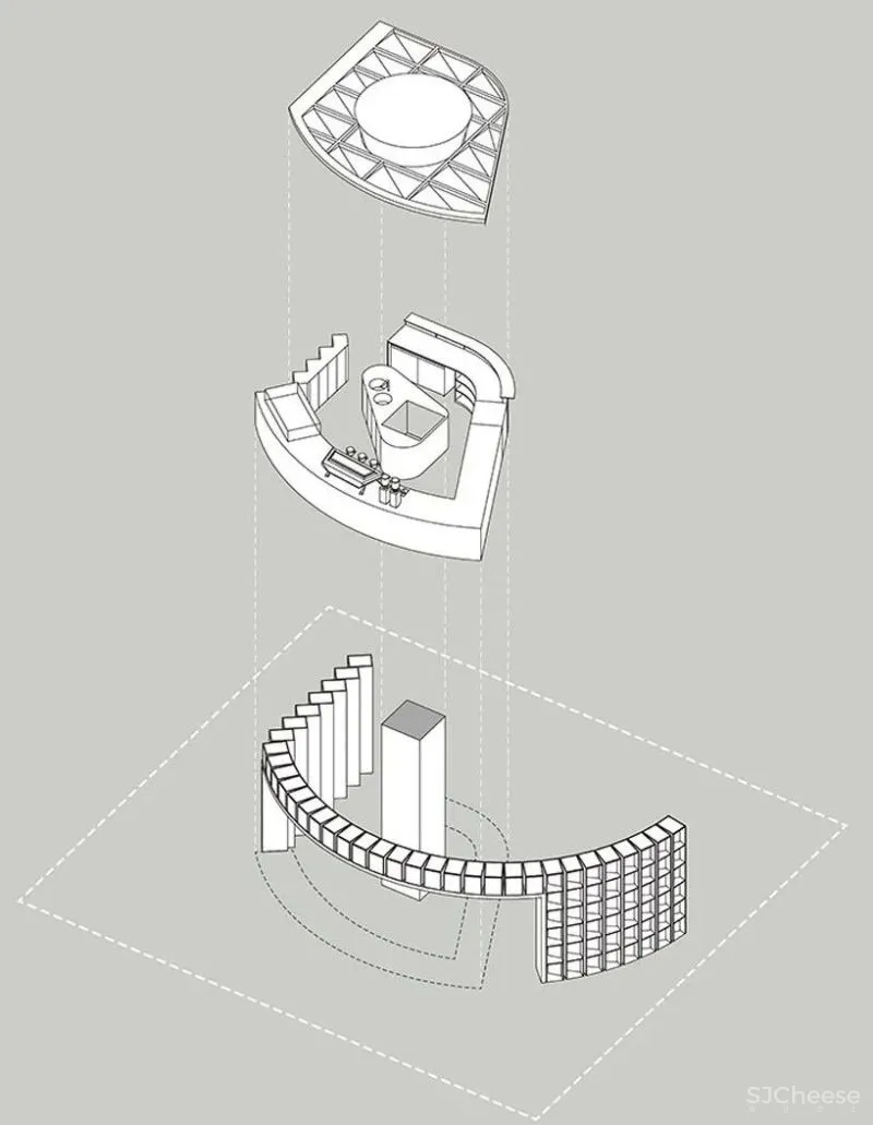 咖啡馆呈现出一种凉爽、未来主义的整体氛围