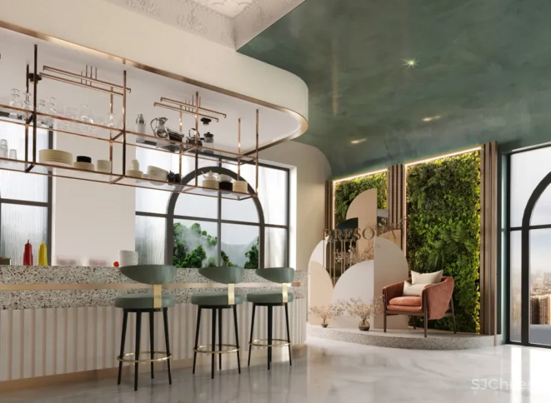 撞色餐厅唤醒疲惫味蕾