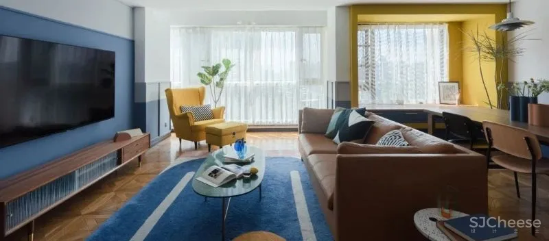 屋主审美太仙了!121m²蓝 黄大胆撞色!精致又实用!