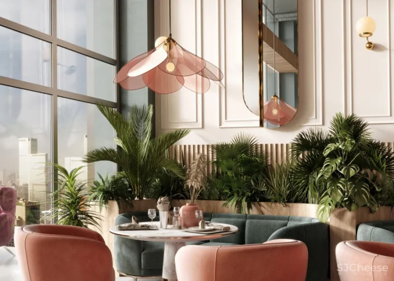 撞色餐厅唤醒疲惫味蕾